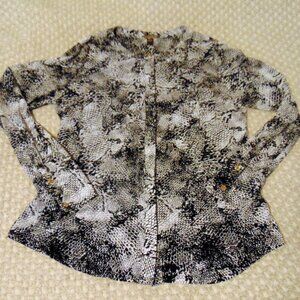 Vintage 90s Dana Buchman Snake Print Stretch Blouse Y2K Glam Rock Quiet Luxury M